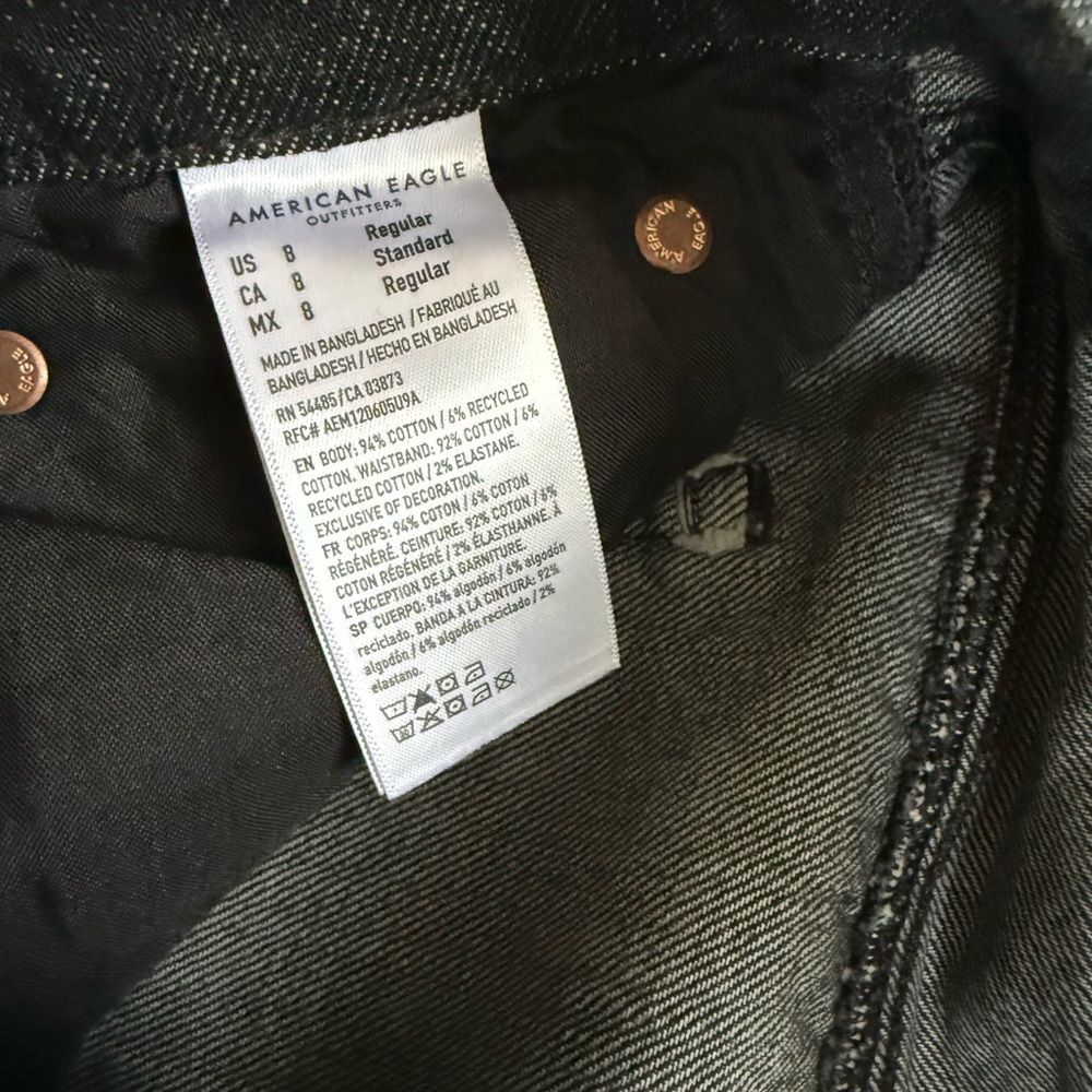 American Eagle Low Rise Ex-Boyfriend Women's Black Denim Jeans Size 8 - Picture 3 of 5
